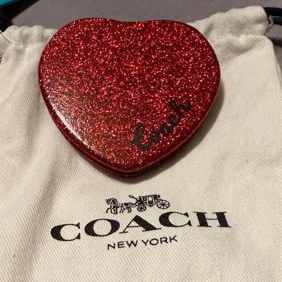 Coach Red Glitter Heart Mirror and Chanel Card Holder - Picture 3 of 4